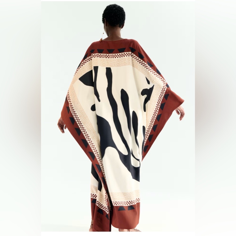 H&M Limited Edition Printed Kaftan Dress (Rust red/Patterned) Sz XXL NWT - Picture 2 of 13